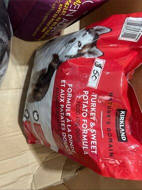 Kirkland Signature Red Pet Food Bag with Dog Illustration